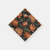 Donkere en Moody Levendige Oranje pioenenenbloemen Servet (Hoek)