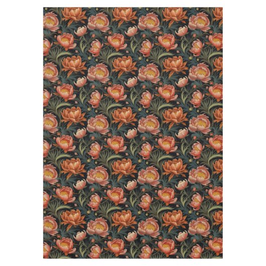 Donkere en Moody Levendige Oranje pioenenenbloemen Tafelkleed (Voorkant)