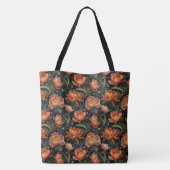 Donkere en Moody Levendige Oranje pioenenenbloemen Tote Bag (Achterkant)