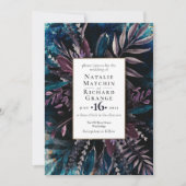 Donkere en Moody Wedding-uitnodiging Blauw Kaart (Voorkant)