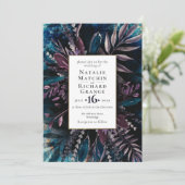 Donkere en Moody Wedding-uitnodiging Blauw Kaart (Staand voorkant)