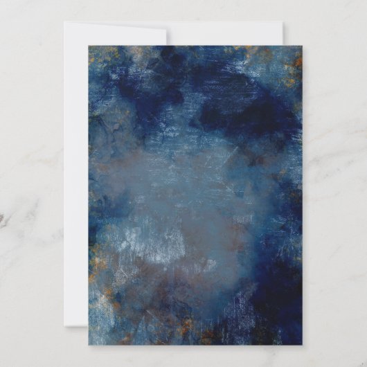 Donkere en Moody Wedding-uitnodiging Blauw Kaart (Achterkant)