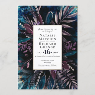 Donkere en Moody Wedding-uitnodiging Blauw Kaart