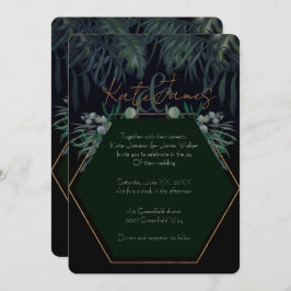 Donkere en mooie Eucalyptus Leaves Wedding Invitat Kaart
