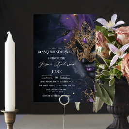 Donkere en Paarse Masquerade Party Verjaardag Kaart