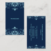 Donkere en pasteelblauwe vlinderbloemdraden visitekaartje (Voorkant / Achterkant)