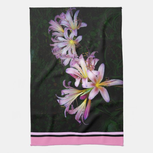 Donkere en roze Lily Kitchen Towel Theedoek (Verticaal)