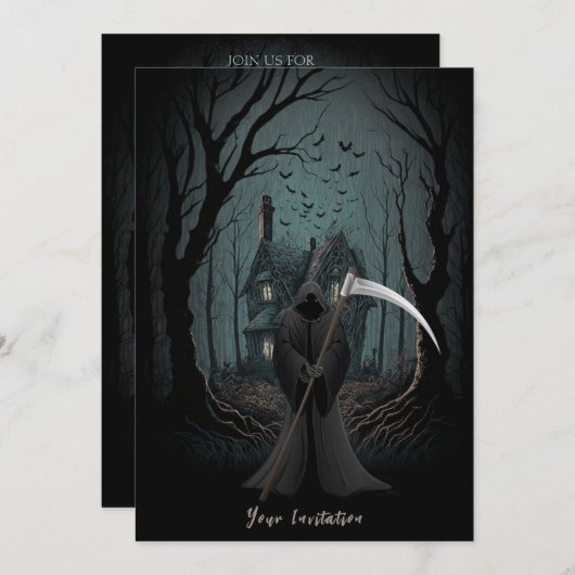 Donkere en sinistere Halloween-feest uitnodiging (Voorkant / Achterkant)