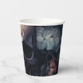 Donkere en sombere bloemrijke gotische bruidsdouch papieren bekers (Achterkant)