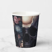 Donkere en sombere bloemrijke gotische bruidsdouch papieren bekers (Links)