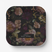 Donkere en sombere dramatische bloemrijke bruidsdo papieren bordje (Voorkant)
