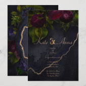 Donkere en sombere elegante waterverf bloemige bru kaart (Voorkant / Achterkant)