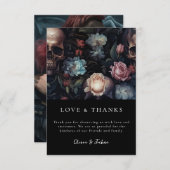 Donkere en sombere gotische bloemrijke bruidsdouch bedankkaart (Voorkant / Achterkant)