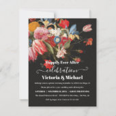 Donkere en sombere stillevens bloemen na de bruilo RSVP kaartje (Voorkant)