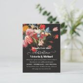 Donkere en sombere stillevens bloemen na de bruilo RSVP kaartje (Staand voorkant)