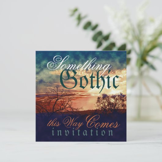 Donkere en stormachtige gotische Halloween bruilof Kaart (Staand voorkant)