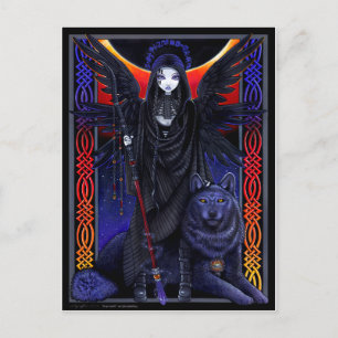 Donkere engel en wolf. Rayvnwolf van Myka Jelina Briefkaart