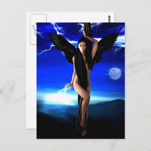 Donkere engel, goddess godin, shaman, shakti briefkaart (Voorkant / Achterkant)