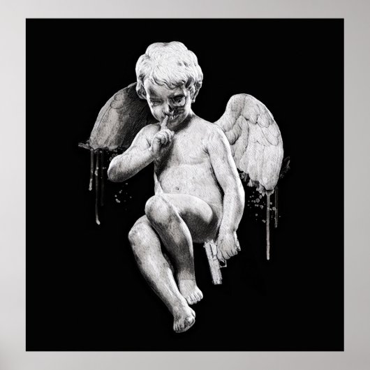 Donkere engel illustratie. Ontwerp van het Tattoo Poster (Voorkant)