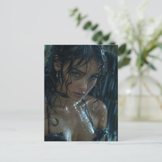 Donkere engel in de regen briefkaart (Staand voorkant)