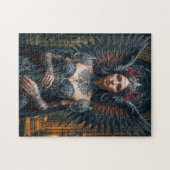 Donkere engel met kroon en Rozen Legpuzzel (Horizontaal)