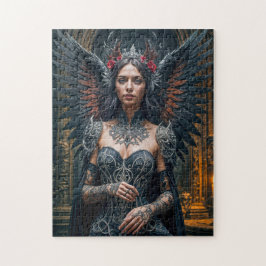 Donkere engel met kroon en Rozen Legpuzzel