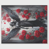 Donkere Engel Tranen, Goddelijkheid & Rode Rozen Cadeaupapier (Vlak)