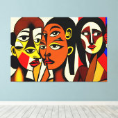 Donkere Engelen, kubistische kunst Canvas Afdruk (Insitu (Houten vloer))