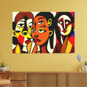 Donkere Engelen, kubistische kunst Canvas Afdruk (Insitu (Woonkamer))