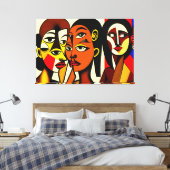 Donkere Engelen, kubistische kunst Canvas Afdruk (Insitu (Slaapkamer))