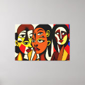 Donkere Engelen, kubistische kunst Canvas Afdruk (Voorkant)