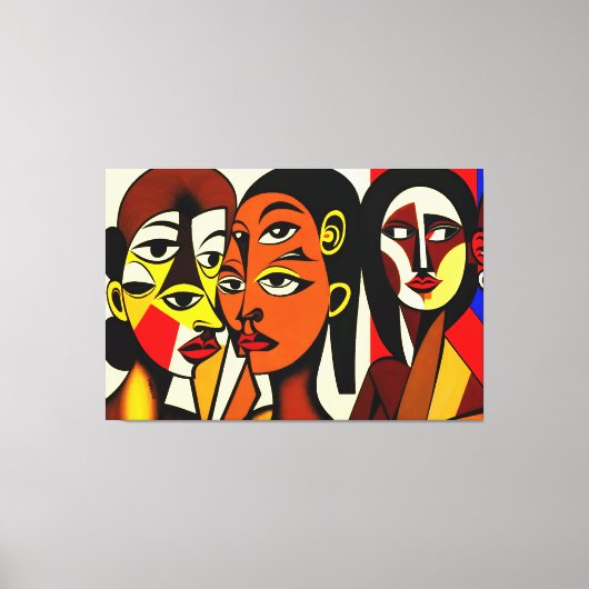 Donkere Engelen, kubistische kunst Canvas Afdruk (Voorkant)