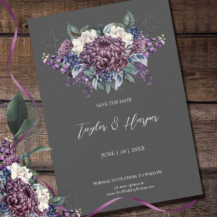 Donkere esthetische gothische trouwboeket save the date