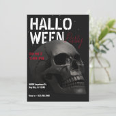 Donkere esthetische schedelkop halloween kaart (Staand voorkant)