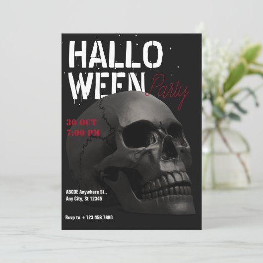 Donkere esthetische schedelkop halloween kaart (Staand voorkant)