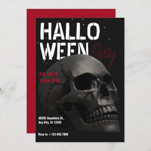 Donkere esthetische schedelkop halloween kaart (Voorkant / Achterkant)