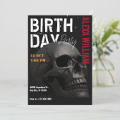 Donkere esthetische schedelkop verjaardag kaart (Staand voorkant)