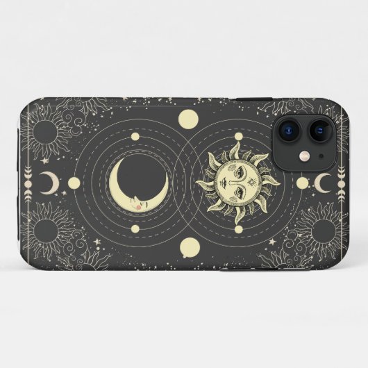 Donkere esthetische Tarot Sun Moon Clouds Case-Mate iPhone Case (Achterkant (horizontaal))