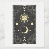 Donkere esthetische Tarot Sun Moon Clouds Wijn Etiket (Enkel label)