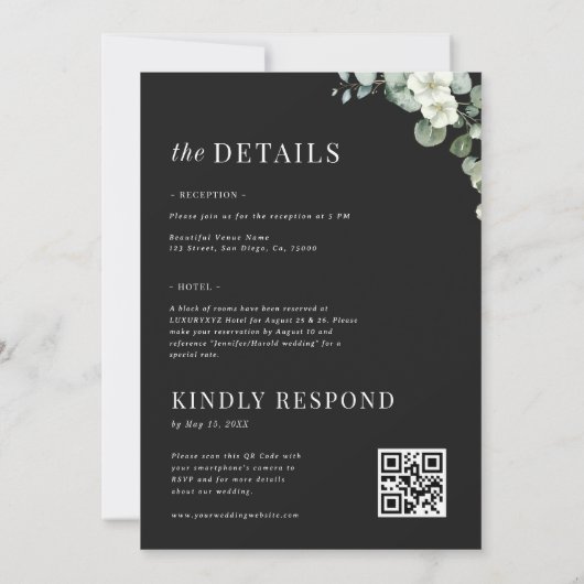 Donkere Eucalyptusminimalist Alles bij één bruilof Kaart (Achterkant)