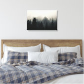 Donkere evergreens in witte mist canvas afdruk (Insitu (Slaapkamer))
