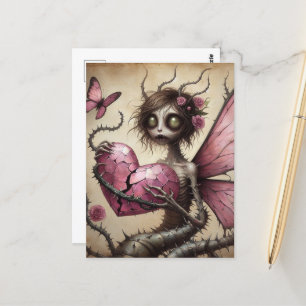 Donkere Fairy Roze Hart Briefkaart