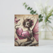 Donkere Fairy Roze Hart Briefkaart (Staand voorkant)