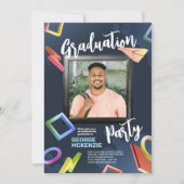 Donkere fancy graduatie-partij personaliseren kaart (Voorkant)