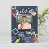 Donkere fancy graduatie-partij personaliseren kaart (Staand voorkant)