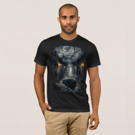 Donkere Fantasie Gang met Maanverlichte Hemel T-shirt