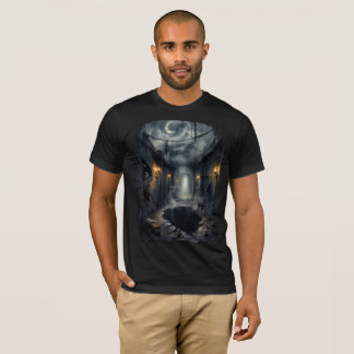 Donkere Fantasie Gang met Maanverlichte Hemel T-shirt