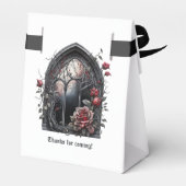 Donkere Fantasie Kasteel Venster Gotische Bruiloft Bedankdoosjes (Achterkant)