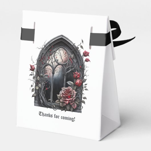 Donkere Fantasie Kasteel Venster Gotische Bruiloft Bedankdoosjes (Achterkant)