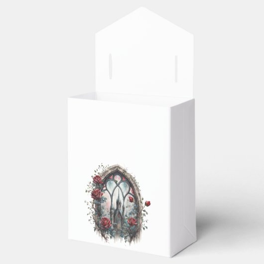 Donkere Fantasie Kasteel Venster Gotische Bruiloft Bedankdoosjes (Geopend)